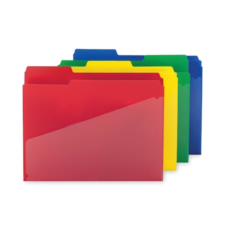 Smead Poly Colored File Folders w/Slash Pocket, 1/3-Cut Tabs: Asstd, Letter, 0.75" Exp, Asstd Colors, 12PK 10541
